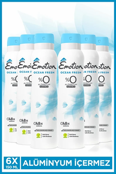 Ocean Fresh Kadın Vegan Deodorant 6x150ml Hızlı Kurur , Leke Bırakmaz ürün görseli 1