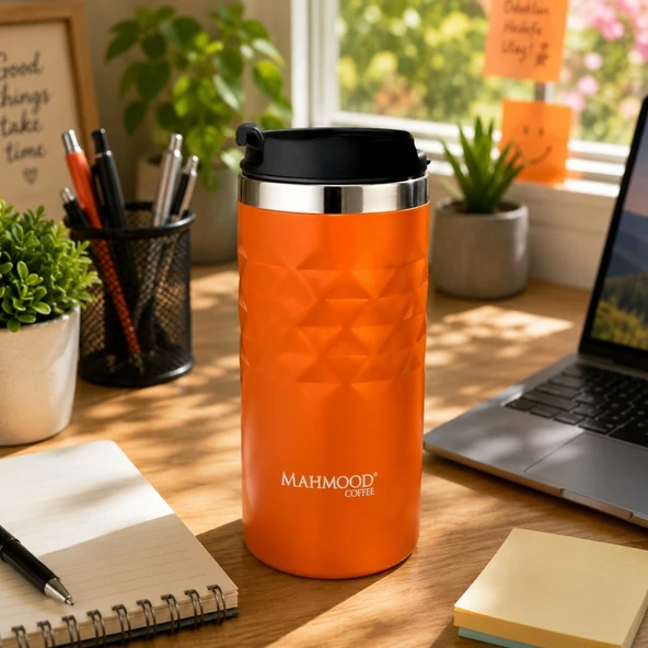 Mahmood Coffee Çelik Turuncu Termos 300 ml - Resim 3