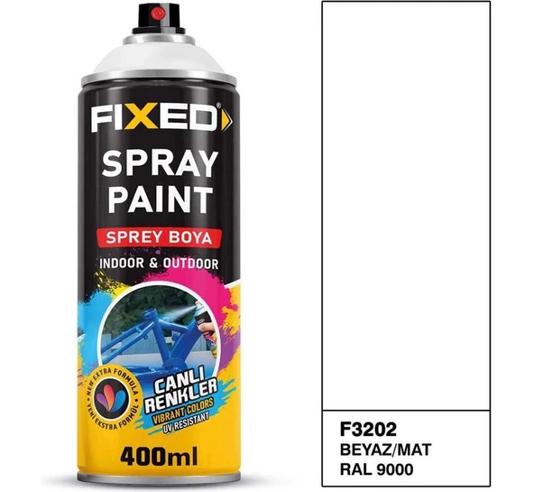 SGS FİXED  F-3202 Sprey Boya Akrilik - Beyaz/mat (RAL9000) 320 gr 400 ml ürün görseli 1