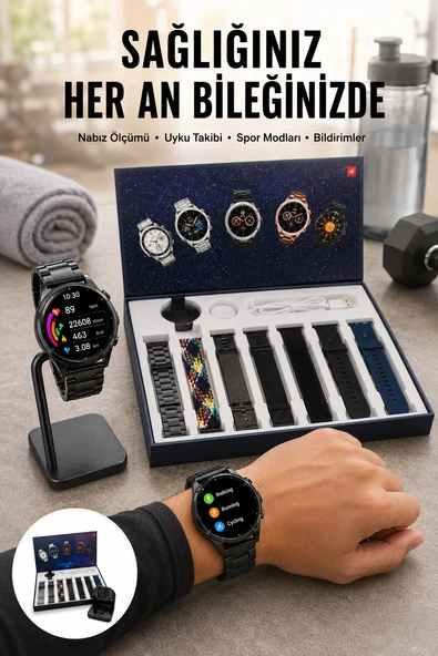 Yeni Nesil Akıllı Saat 2024 Model Uyku ve Sağlık Takibi Bluetooth Bağlantılı Yeni Nesil ürün görseli 1