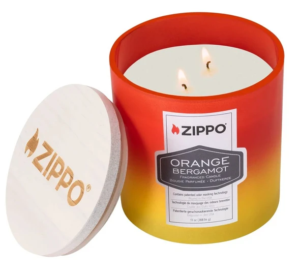 Zippo Kokulu mum – Turuncu & bergamot – Cam içinde çift fitilli şık mum – 368 g – 55 saat yanma süresi – koku nötralize edici koku – ABD'de üretilmiştir ürün görseli 1