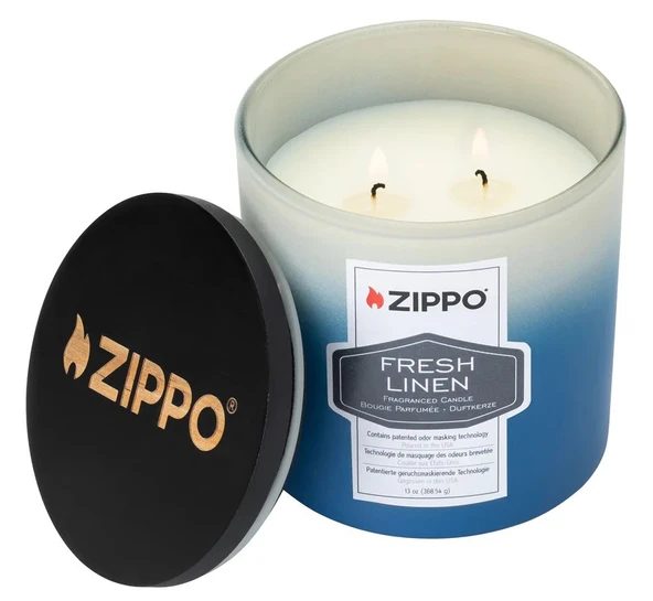 Zippo Kokulu mum – Taze çamaşır kokusu – Çift fitilli cam içinde şık mum – 368 g – 55 saat yanma süresi – koku nötralize – ABD'de üretilmiştir ürün görseli 1
