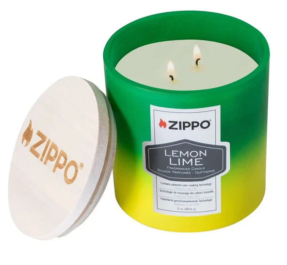 Zippo Kokulu mum – Limon & Misket limonu – Cam içinde çift fitilli şık mum – 368 g – 55 saat yanma süresi – Koku nötralize edici koku – ABD'de üretilmiştir ürün görseli 1