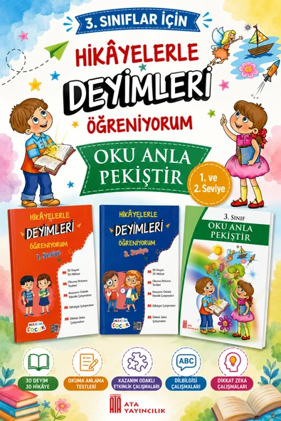 3.Sınıflar İçin Hikayelerle Deyimleri Öğreniyorum 1 ve 2 + Oku Anla Pekiştir ürün görseli 1