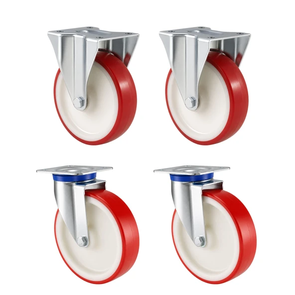 Teker Seti 4'lü Set 200x50 mm 2 Sabit 2 Döner Tablalı Rulmanlı Endüstriyel Makine Mobilya Tekeri ürün görseli 1