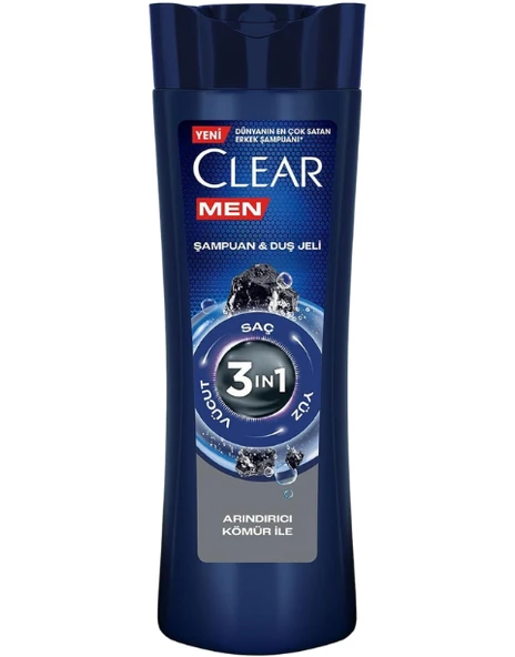 Clear Men 3 In 1 Arındırıcı Kömür İle Şampuan & Duş Jeli 350 ML ürün görseli 1