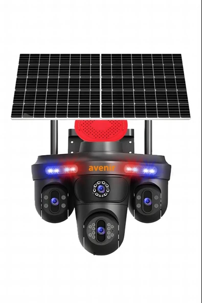 4 Adet Solar Panelli Kablosuz Güvenlik Kamerası 3 Lens Gece Görüşlü Su Geçirmez Dış Mekan Wifi Kamera Seti ürün görseli 1