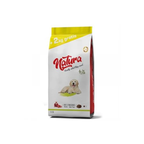 Natura Premium Kuzu Etli Narlı Düşük Tahıllı Yavru Köpek Maması 12 +2 kg ürün görseli 1