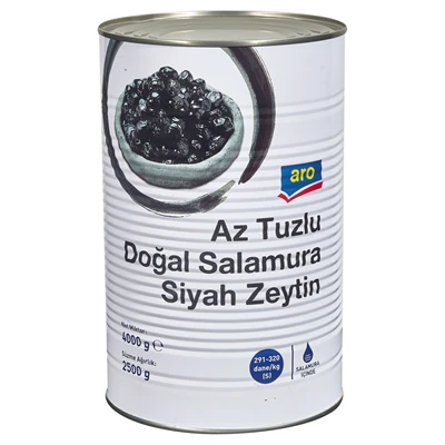 aro Az Tuzlu Siyah Zeytin 4 Kg 291-320 3'li Ekonomik Paket ürün görseli 1