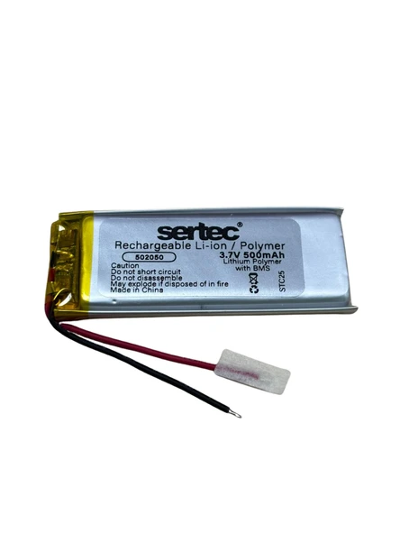 Sertec 502050 3.7V 500 MAh Li-Polymer Pil (Devreli/1.5A) ürün görseli 1