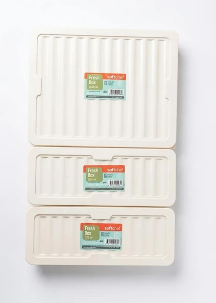 Softchef Fresh Box 3'lü Saklama Kabı Seti (2 Adet 1170 ml + 1 Adet 2400 ml) - Şeffaf Kapaklı Buzdolabı ve Dondurucu Uyumlu Düzenleyici Organizer ürün görseli 1