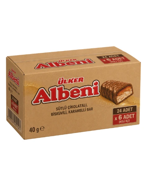 Ülker Albeni Sütlü Çikolatalı, Bisküvili, Karamelli Bar 40 GR x 24 Adet X 6 Adet ürün görseli 1