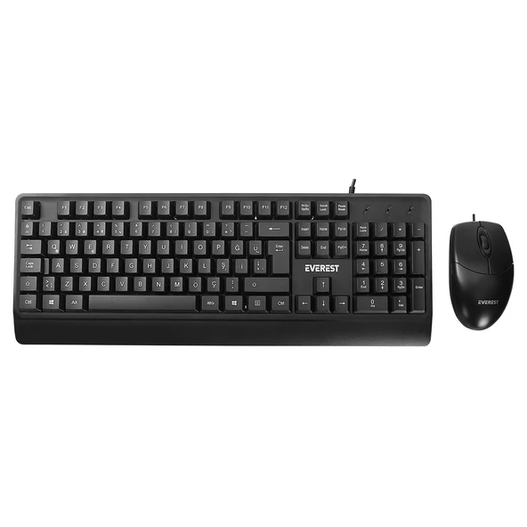 Everest KM-619 Siyah Usb Kablolu Q Standart Klavye + Mouse Set ürün görseli 1