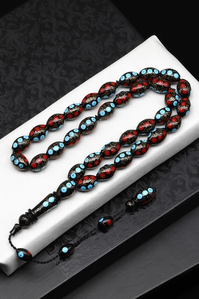 İşlemeli Kuka Ağacı Tesbih 9 x 14 mm Arpa Kesim - T-1860 ürün görseli 1