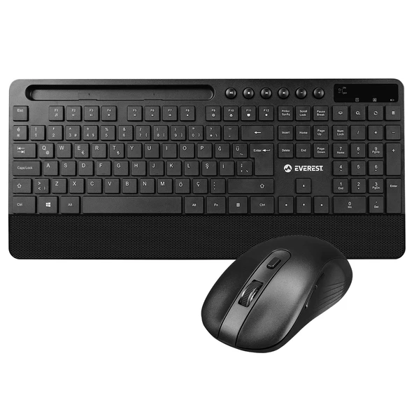 Everest KM-9676 Siyah Multimedya Tablet-Telefon Standlı Klavye + Mouse Set ürün görseli 1