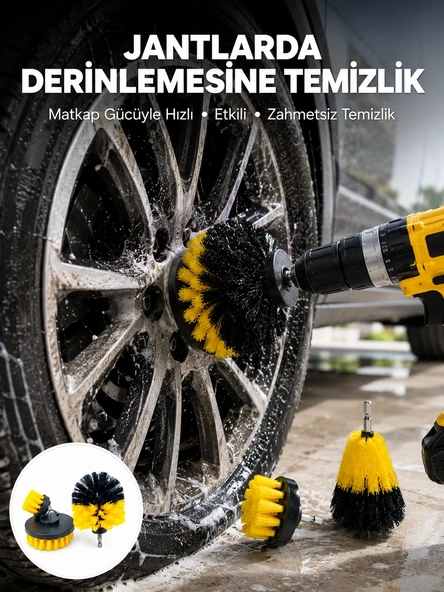 Mey İthalat® Derinlemesine Temizlik İçin Dayanıklı Kıllı Matkap Fırçası Başlığı ürün görseli 1