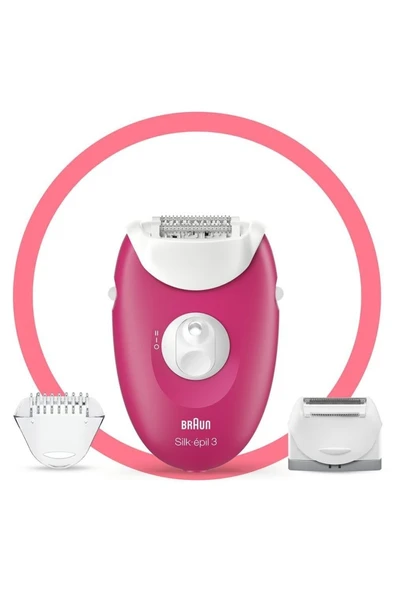 Braun Silk-épil 3 3276 Smartlight, 2'si 1 Arada Kablolu Epilatör / Ahududu Pembe ürün görseli 1
