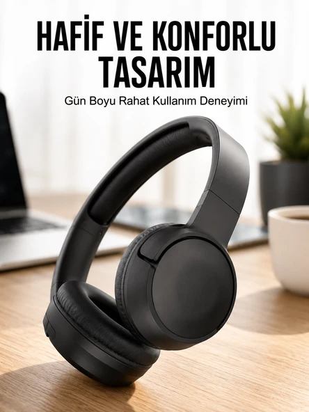 Mey İthalat® Kulak Üstü Kablosuz Bluetooth Kulaklık Gürültü Önleyici Uzun Şarj Süreli ürün görseli 1
