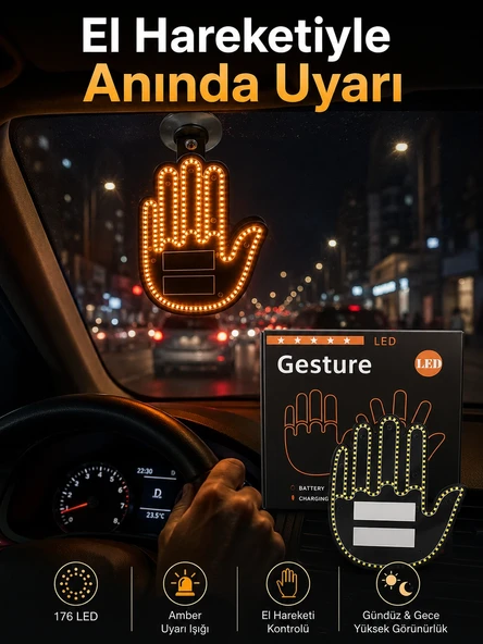 Mey İthalat® Pilli Led Işık Araç Camı İçin Uzaktan Kumandalı El Simgesi ürün görseli 1