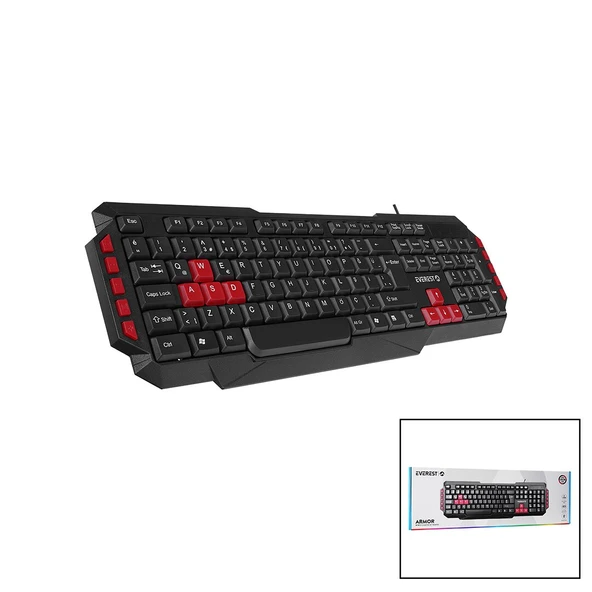 EVEREST KB-G7-ARMOR  USB KABLOLU  OYUNCU KLAVYE  RENKLİ OYUN TUŞLARI - MULTİMEDYA TUŞLARI   150CM (5224) ürün görseli 1
