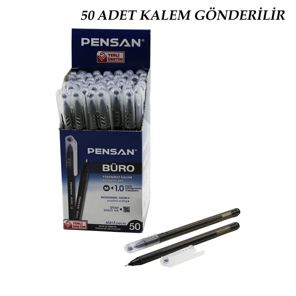 50 ADET PENSAN BÜRO SİYAH TÜKENMEZ KALEM M-MEDİUM - 1.0MM UÇ (5224) ürün görseli 1