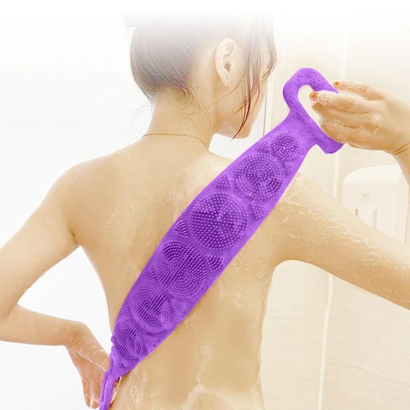 Çift Taraflı Banyo Hamam Lifi Silikon Masajlı Yumuşak Duş Lifi Uzun Ömürlü Hazır Banyo Kesesi (5224) ürün görseli 1