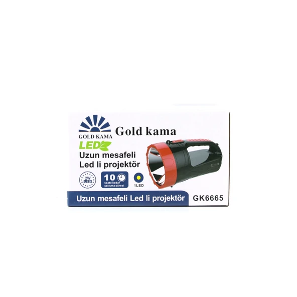 2W TEK LEDLİ EL FENERİ PROJEKTÖR FİŞ ŞARJLI 2 KADEME IŞIK AYARI GK-6665 (5224) ürün görseli 1