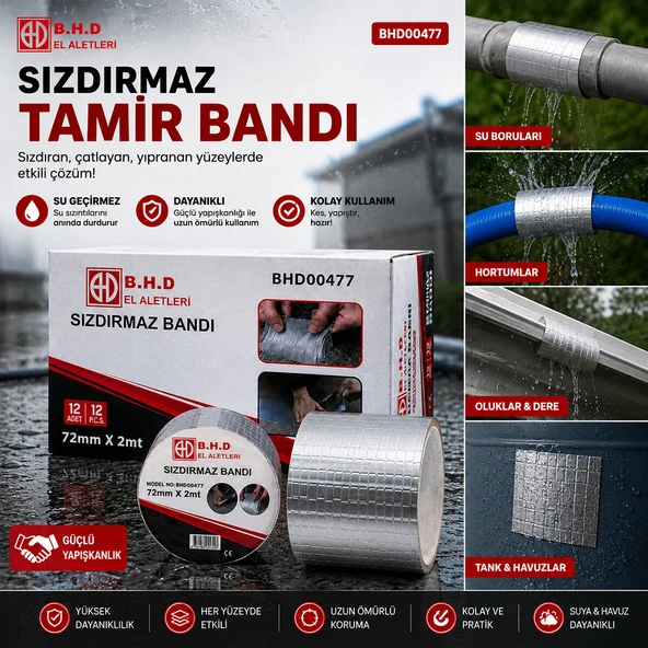 12 ADET 72MMX2MT SU SIZDIRMAZ SAKIZ TAMİR BANTI (5224) ürün görseli 1