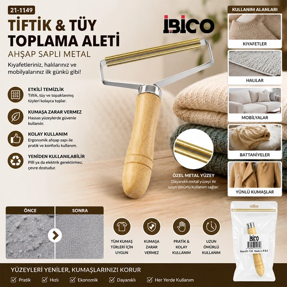 AHŞAP SAPLI METAL TİFTİK TÜY TOPLAMA (5224) ürün görseli 1