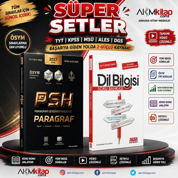 Paragrafı Sevdiren Hoca TYT AYT MSÜ KPSS ALES DGS Paragraf ve AKM Dil Bilgisi Soru Bankası Seti 2 Kitap ürün görseli 1