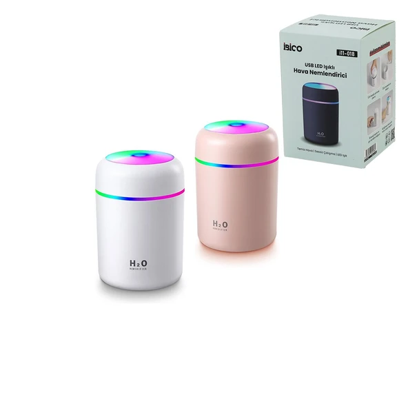 KLASİK 300ML H2O MİNİ USB ŞARJ- IŞIKLI HAVA NEMLENDİRİCİ - BUHAR MAKİNE - KOKU GİDERİCİ HERHANGİ BİR RENK GÖNDERİLİR (5224) ürün görseli 1