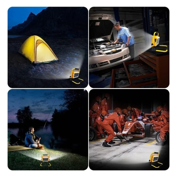 SOLAR LED LİGHT ÇAKARLI SOLAR PROJEKTÖR - POWERBANK KAMP - DIŞ MEKAN GÜNEŞ ENERJİLİ 12000mAh- 84X4=336LED (5224) ürün görseli 1