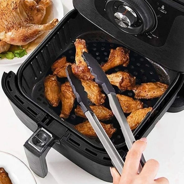 Siyah Isıya Dayanıklı Yıkanılabilir Silikon Fırın Ve Airfryer Kare Model Pişirme Matı 21,5 Cm (5224) ürün görseli 1