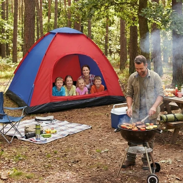 6 Kişilik Manuel Kurulum Kamp Çadırı – Aile, Doğa, Piknik ve Outdoor Kamp Çadırı 220x250x150 cm (5224) ürün görseli 1