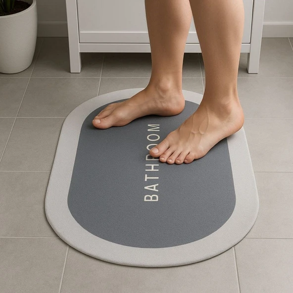 Sihirli Süper Su Emici Kaymaz Tabanlı Oval Paspas 40*60 cm (5224) ürün görseli 1