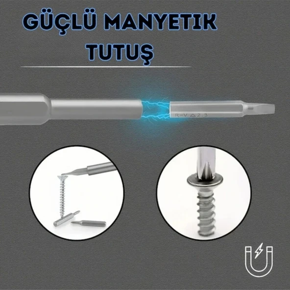 25 Parça 24 farklı uçlu Mıknatıslı 25 in 1  Tornavida Seti (5224) ürün görseli 1