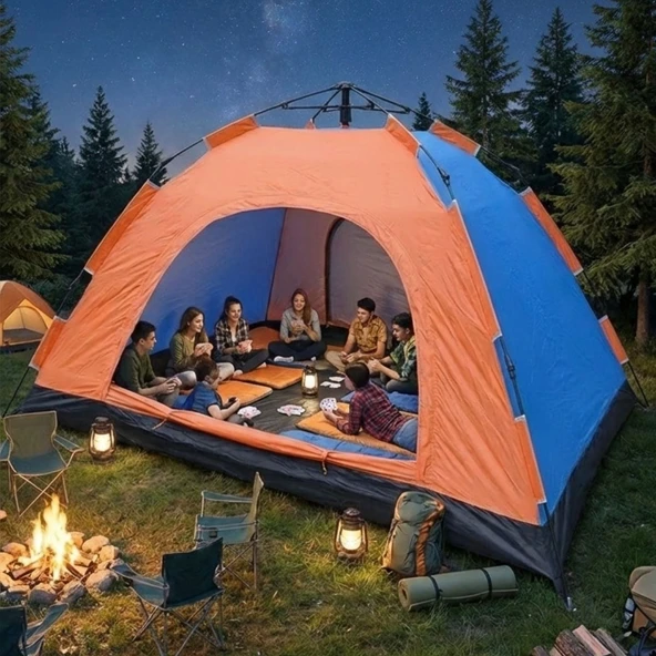 10 Kişilik Otomatik Kurulum Kamp Çadırı – Outdoor , Suya Dayanıklı Hızlı Kurulum Piknik ve Doğa İçin Geniş Aile Çadırı 300x300x170 cm (5224) ürün görseli 1