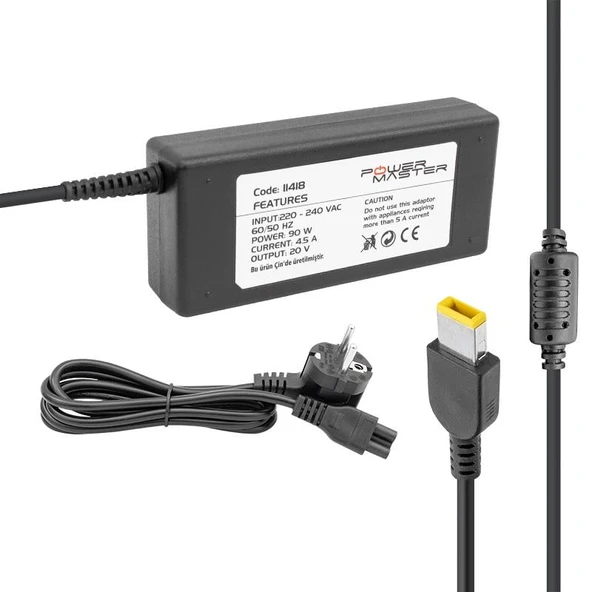 Powermaster PM-11418 20 Volt - 4.5 Amper - 90 Watt - Usb Tip Uçlu Adaptör (Lenovo Ibm Notebook) ürün görseli 1