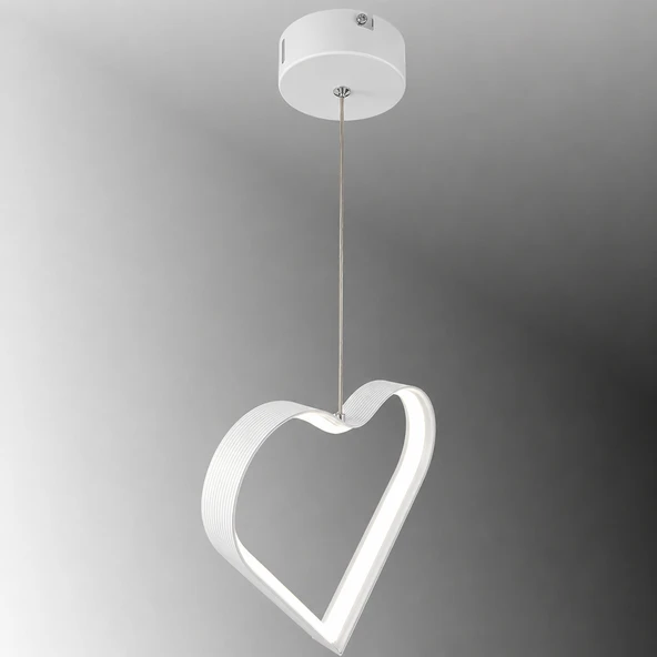 TT901-1-BY TT Aydınlatma Kalp Modeli Mat Beyaz Led Avize ürün görseli 1