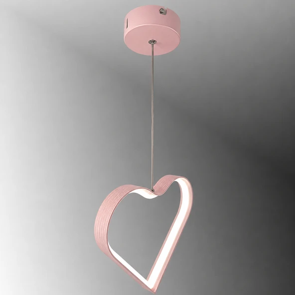 TT901-1-PMB TT Aydınlatma Kalp Modeli Pembe Boyalı Çocuk Odası Led Avize ürün görseli 1