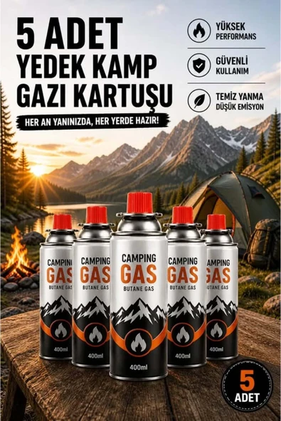 5 Adet Kamp Gaz Kartuşu 400 ML | Kartuşlu Ocak ve Pürmüz Uyumlu ürün görseli 1