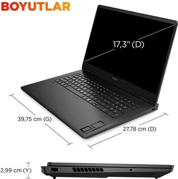 HP Ryzen AI 7 350 8C 16 GB 1 TB SSD 8 GB RTX5060 17.3" W11H Dizüstü Bilgisayar ürün görseli 1