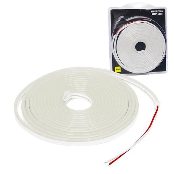 Powermaster PM-19652 Silikon Kaplamalı 12 Volt 5 Metre Beyaz Neon Led Şerit Aydınlatma ürün görseli 1