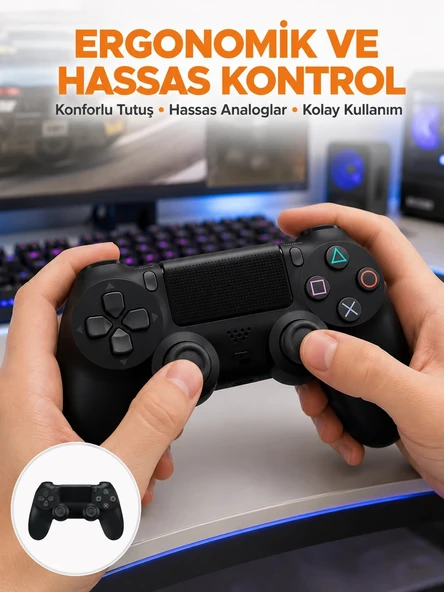 Kablosuz PS4 Oyun Kolu – Çift Titreşimli Motor, Uzun Pil Ömrü ve Hassas Kontrol Yeni Nesil ürün görseli 1