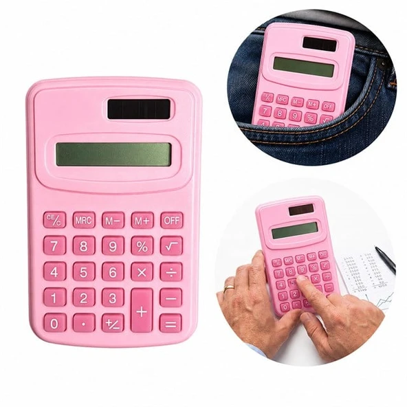 Powermaster PM-25421 Pembe Mini Hesap Makinesi ürün görseli 1