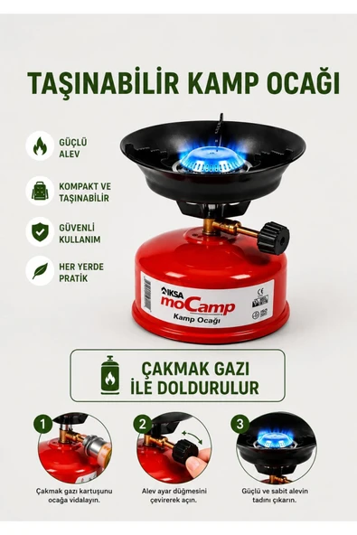 Çakmak Gazı İle Doldurulabilen Taşınabilir Kamp Ocağı; Kamp, Piknik, Balıkçılık ve Doğa Yürüyüşlerinde Pratik Kullanım Sunan Kompakt Gazlı Ocak. ürün görseli 1