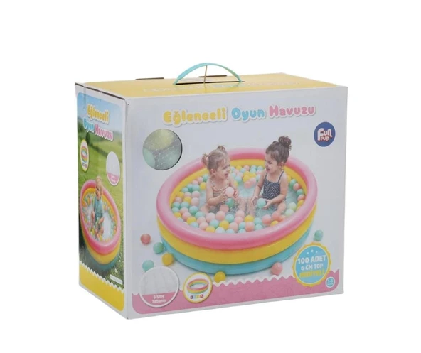 ER-520 FUN PLAY 85CM HAVUZ ÜÇ RENKLİ İÇİNDE 100 ADET 6CM TOPLU ürün görseli 1