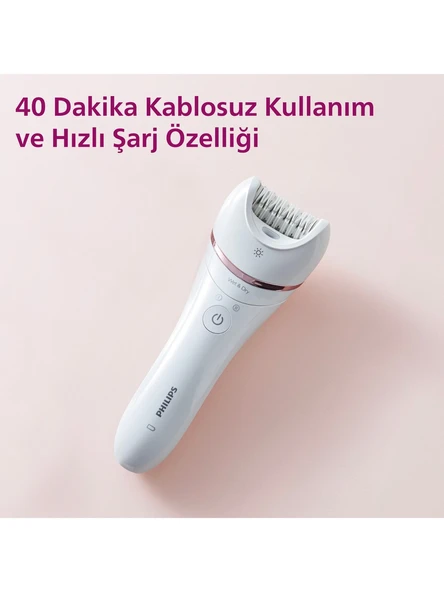 Philips BRE730/05 Epilatör (Yüz+Koltuk alti+Bikini Bölgesi+Bacak)Islak-Kuru,Işıklı,Kablosuz ürün görseli 1