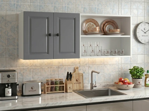 Kenzlife membran hazır mutfak dolabı supsup gribyz çerçeve 160*60*32 mebran kapak suntalam gövde arkalıklı ürün görseli 1