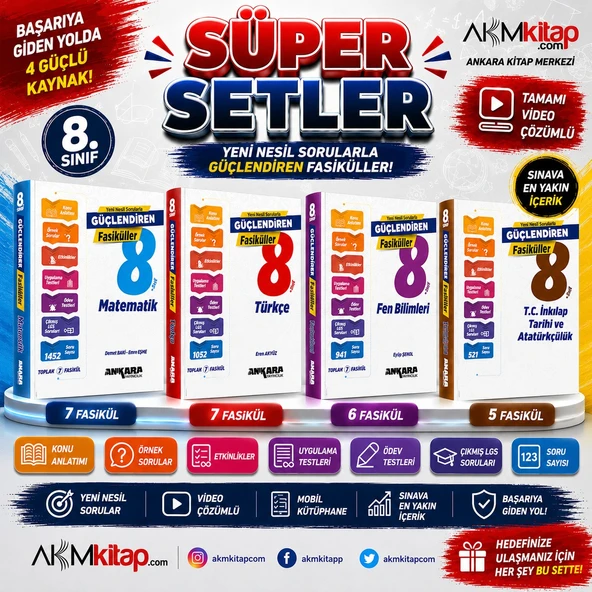 Ankara Yayıncılık 8. Sınıf Güçlendiren Fasiküller Seti 4 Kitap ürün görseli 1